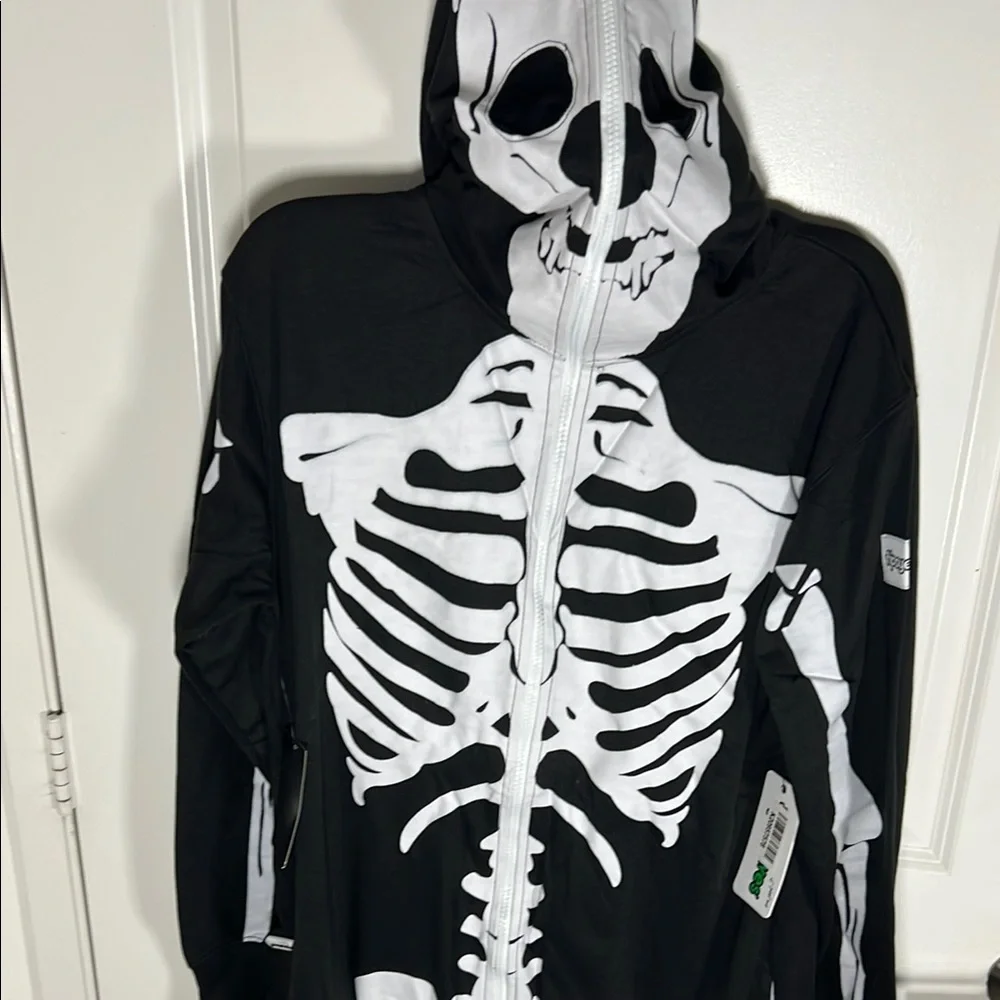 Tipsy Elves Skeleton Costume Black and White Hoodie Mask Size L NWT - Picture 4 of 4
